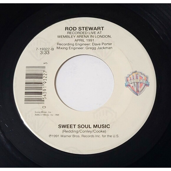 Rod Stewart Temptations The Motown Song / Sweet Soul Music 45 RPM EX Rock '91 - Picture 2 of 2
